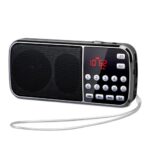 PRUNUS J-189 FM/UKW Kleines Radio mit Bluetooth, Kofferradio mit Heavy Bass Lautsprechern, TF/USB/AUX-Player, Digital Radio mit Akku Wiederaufladbare, LED-Taschenlampe(Schwarz)