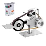 OUKANING Bandschleifmaschine 550W 5000UPM - Einstellbare Band-Tellerschleifer Band 762x25mm Schleifband, Scheiben Schleifmaschine, 90° drehbar für Horizontal/Vertikalbetrieb Bandschleifer mit Bürstenl