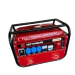 Hüttenberg Professional Generator H8500W, 6,5 PS Benzinmotor, 220V Stromerzeuger mit Voltmeter und Schutzschalter, Notstromerzeuger Generator Stromgenerator Aggregat, Rot