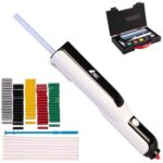 AGT Heißklebepistole: Akku-Heißklebestift mit 80 farbigen Klebesticks, 2000 mAh, USB-C (Klebepistole, Heissleimstift, Malen)