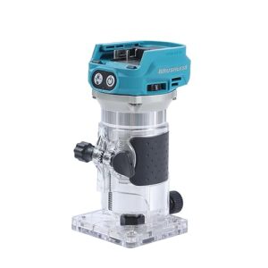 KATSU FIT-BAT 18V/21V Brushless Akku-Oberfräse Holzfräse Kantenfräse mit Trimmer-Basis, 3 Spannzangen 1/4", 6 mm und 8 mm, Ohne Akku und Ladegerät 102770