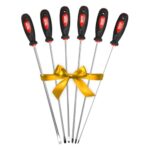 WALTER Schraubendreher Set extra lang 6-tlg. – 325mm | magnetisch | Schlitz & Kreuzschlitz PH0 PH1 PH2 | gummierte Griffe | rutschfest | für schwer zugängliche Stellen