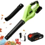 Laubbläser, 21 V, kabellos, mit Akku und Ladegerät, Geschwindigkeit 15000 U/min, Laubbläser, 2-in-1-Häcksler, elektrisch, für die Rasenpflege und Schneeschleudern (1 Akku)