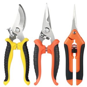 Gartenschere Set, Baumschere Gartenscheren 3 Stück Pflanzenschere Rosenschere Gartenschere Kräuterschere Rebschere Bypass Schere Scharfe aus Edelstahl für Pflanzen