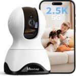 VIM TAG 2,5K Überwachungskamera Innen,5G WLAN Innenkamera, 360° Kamera Überwachung Indoor,AI-Bewegungserkennung,Auto Tracking,2-Wege-Audio,25M Nachtsicht,mit Babys/Haustiere/Se-nioren,Alexa,SD &Cloud