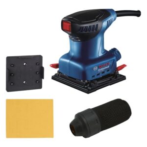 Bosch Professional Schwingschleifer GSS 140 (220-W-Motor, Vibration 3,4 m/s2, inkl. Staubbeutel, Lochwerkzeug, Schleifblatt C411)