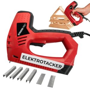 STREND PRO Elektrotacker 45W | Elektrischer Tacker für Holz | Tackerpistole Klammern Typ 53 (8-14 mm), Nägel Typ 8 (15 mm) | Elektro Tacker | Tacker - elektrisch | inkl. 400 Klammern, 100 Nägel