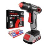 EZARC Heißklebepistole Akku, 15S Schnelle Aufheizung, 12V Heißklebepistole Kabellos für Heimwerkerarbeiten, Heimreparaturen, Schulprojekte, Dekorationen, Heissklebepistole mit 50 Klebestiften, Grau