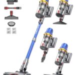 Huhuba H9 Akku Staubsauger 58000Pa/650W/80Min, Staubsauger Kabellos mit LED-Touchscreen, Selbststehender Akkustaubsauger, Upgrade Anti-Tangle Bodenbürste für Tierhaare/Teppiche/Hartböden, Blau