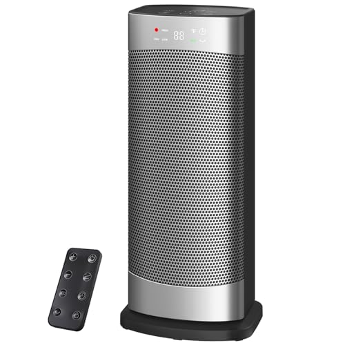 Heizlüfter Energiesparend, 1500W Heizung Elektrisch mit Thermostat, 70° Oszillierend Elektroheizung, PTC Keramik Heizlüfter Leise, ECO-Modus, 24-Std-Timer, Überhitzungs- & Kippschutz, 41 CM