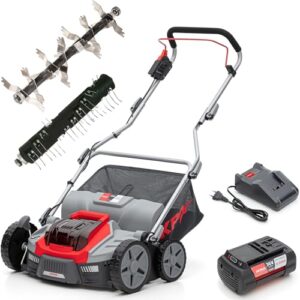 IKRA BOSCH 36V Akku 3in1 Vertikutierer Rasenlüfter IB-SR 36, Fangkorb 45l, Arbeitsbreite 36cm, inkl. Akku 36V 4Ah & Ladegerät