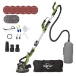 Trockenbauschleifer, 750W Wandschleifer mit Automatischem Vakuumsystem und Ø 214mm Schleifgiraffe inkl Absaugbeutel LED-Licht, 7-Gang Getriebe, 900-1800RPM Deckenschleifer, Faltbarem Griff (GRÜN)