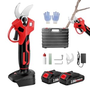Schnurlose Elektrische Gartenschere,40mm Akku astschere Schnittdurchmesser, 21V 2000mAh Akkus & Ersatzklingen Set, 6–8 Arbeitsstunden,Astschere für Rebschere, Baumschere, Rosenschere
