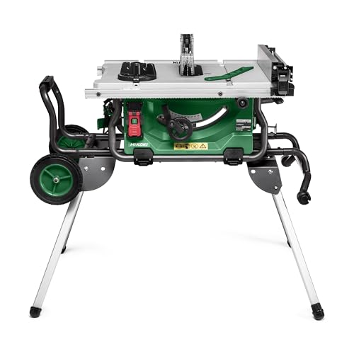 HiKOKI Tischkreissäge C10RJ (1500W, Sägeblatt Ø255mm, Softstart, Parallelanschlag, Tischverbreiterung, Elektrische Bremse, Überlastschutz, Sägeblatt, inkl. Untertisch mit Rädern)
