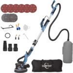 Trockenbauschleifer, 750W Wandschleifer mit Automatischem Vakuumsystem und Ø 214mm Schleifgiraffe inkl Absaugbeutel LED-Licht, 7-Gang Getriebe, 900-1800RPM Deckenschleifer, Faltbarem Griff (Blau)