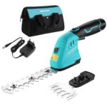 DURATECH 12V Akku Heckenschere, 2-in-1 Gartenschere Akku mit mit 2Ah Akkupack & Ladegerät, Rasenkantenschneider elektrische Grasschere mit Tasche, Rasentrimmer für Gartenarbeit