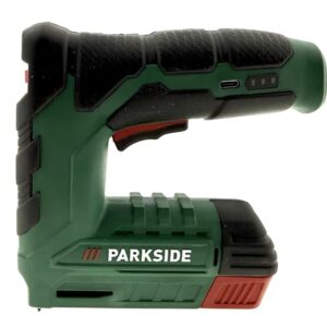 PARKSIDE Akku Tacker PAT 4 D6, 4 V Lithium Ionen, inkl Akku, USB C Ladekabel, Klammern und Nägel, Elektrotacker für Basteln, Dekoration, Haushalt, kompakt und leicht