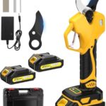 Akku Astschere, 50MM Astschere Akku, Mit Bildschirm, bürstenlosem 1000-W-Motor, 2 2000-mAh-Akkus, 2 SK7-Klingen, 1000 Schnitte pro Ladung, geeignet für Obstgärten und Bauernhöfe