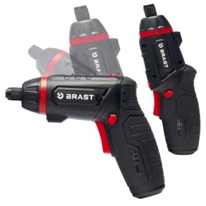 BRAST® Akkuschrauber Akku Bohrschrauber | 4,0V / 2Ah Li-Ion | 54 Chrom-Vanadium-Bits | schwenkbarer Kopf | USB-C Ladekabel | integrierter Akku & Überlastschutz | LED-Arbeitslicht + Taschenlampe