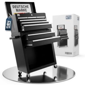 NTG Werkzeugwagen leer mit Werkzeugkiste | 8 Schubladen + großes und kleines Fach | Werkstattwagen leer OHNE Werkzeug Kugelgelagerte Schubladen | Transportsicherung | 1 Rolle mit Feststellbremse