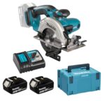 Makita Akku-Handkreissäge 51 mm, (18 V/5 Ah, 2 Akkus und Ladegerät im Makpac), DSS501RTJ, Schwarz, Blau