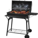 Holzkohlegrills Mit Deckel | Holzkohlegrill Grillwagen - Kohlegrill Griff, Grillrost und Thermometer, Smoker Grill Holzkohles Holzkohlegrill groß, BBQ Grill Gartengrill Holzkohle