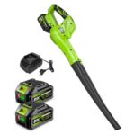 Newbeny Laubbläser Akku, Elektrischer Laubbläser | 21V 2×3.0Ah Akkus | 80 MPH & 476 m³/h |15000RPM | 6-Gang | LCD Anzeige | für Garten, Laub & Schnee