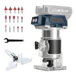 Akku Oberfräse kompatibel mit Bosch 18V Akku, 800W Oberfräse Trimmer Einhandfräse, Bürstenloser Kantenfräser mit 5 Geschwindigkeit, 28.000 U/min Akku-Holzfräser für Holzbearbeitung (no Ak-ku)