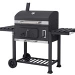 tepro Toronto XXL, Holzkohlegrill / Grillwagen, Grillfläche: ca. 71,5 x 46 cm, Edelstahl-Griff, Thermometer und höhenverstellbarer Kohlebene, Kaminanzug und Kohleklappe, Maße ca. 152 x 73 x 137 cm