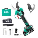 DCA Akku Astschere 20V Bürstenlose, Max 35mm Elektrische Gartenschere mit 2.0Ah Akku und Ladegerät, Professionelle Elektro-Baumschere mit Portable Safety Sleeve für Zweige, Sträucher, Stämme