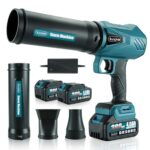 880W Akku Laubbläser, 52.000 U/Min Bürstenloser Motor mit 2 x 4000 mAh Akkus,80m/s Windgeschwindigkeit & 1200G Schub,3 DüSen,Schneebläser & Laubbläser 2-in-1 zum Entfernen von Laub, Staub & Schnee