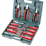 Brüder Mannesmann Schraubendreher- und Zangensatz 11-tlg., isoliert 1000 V, TÜV/GS-geprüft, Elektriker-Werkzeug-Profi-Set im robusten Koffer | M11240