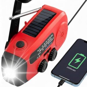 Aufziehbares Solarradio, Notfallradio, tragbares Notfall-Solarradio, 2000 mAh wiederaufladbare Powerbank, SOS-Alarm, USB-Telefon-Ladegerät, Notfall-Nutzung für die