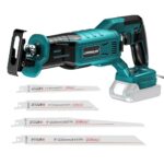 LIVOWALNY Akku Säbelsäge Kompatibel mit Makita 18V (Ohne Akku) - Reciprosäge Bürstenlos Motor 3200 SPM, 3 variable Geschwindigkeiten mit 4 Sägeblätter für Metall/Holz/PVC