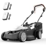 Litheli Akku Rasenmäher Selbstfahrender, 2 x 20V, 43cm Schnittbreite, bis 500 m², 40L Fangkorb, 25-75 mm Schnitthöhe, Rasenmäher Elektro inkl. 2 x 4,0 Ah Akkus