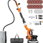 Protmex Trockenbauschleifer -1000W Wandschleifer mit Integriertem Staubsauger LED-Licht 6 Geschwindigkeiten 800-2200RPM Deckenschleifer mit 15 Schleifscheiben Schleifgiraffe