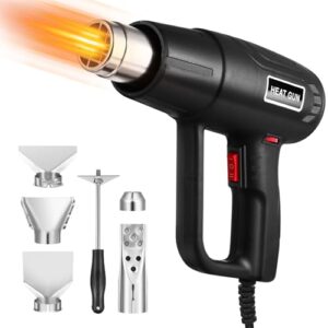 DEARMAMY Handgeführter Heißluftbläser Elektrisch Einstellbare Temperatur Schnelle Erwärmung Mit LED Beleuchtung Und Mehrfachdüsen Für Industrie Und Handwerk