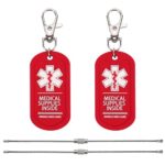 MEDMAX 2 Stück Anhänger für medizinische Verbrauchsmaterialien, Griff mit Sorgfalt für Taschen oder Gepäck mit medizinischen Geräten, leicht zu erkennen, doppelseitiger medizinischer
