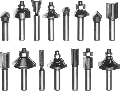 Original Einhell 15 tlg. Fräser-Set (passend für Elektro-Oberfräsen, 15-teilig, 8 mm Schaftdurchmesser, im Holzkoffer)