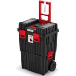 Kistenberg 2 in 1 Werkzeugtrolley Werkzeugkiste Werkzeugkasten Werkstattkoffer Rollende Werkstatt (Klemmverschlüssen, Organizer im Deckel, Staubdicht, 450 x 360 x 640 mm (Mit Kunststoff-Verschluss)