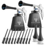 STAHLWERK Druckluft-Reinigungspistole RP-90 ST (2er Set) – Druckluftpistole mit Tornado-Effekt für Auto (KFZ), Werkstatt & Haushalt, Innenreinigung, regulierbares Ventil für Reiniger (schwarz)