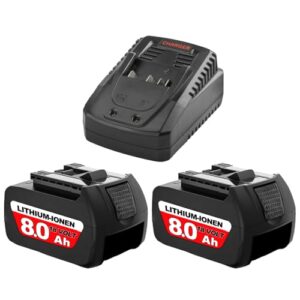 2 Stück 18V 8000mAh Ersatzakku für Bosch Professional Akku + Ladegerät für Bosch Akku 18V Kompatibel mit BAT609 BAT609G BAT618 BAT618G BAT619 mit LED-Ladeanzeige für Haus und Garten Werkzeuge (3PACK)