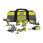 RYOBI 18V ONE+ 10-tlg, Akku-Combo-Kit mit Schlagbohrschrauber, Stichsäge & mehr, inkl, Akkus, Ladegerät & Werkzeugtasche, Maschinenset für Heimwerker