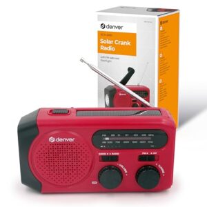Denver SCR-2010MK2 Kurbelradio Notfallradio Solar – AM/FM Weltempfänger mit Handkurbel - Solarpanel - 2000mAh Powerbank - LED Taschenlampe & SOS – Radio für Notfall - Camping & Outdoor