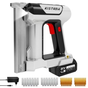 2-in-1 Akku Tacker Nagelpistole mit 4.0Ah Batterien, 800W Rückstoßfrei Elektrotacker Elektronagler mit 2000 Gerade Nägel und 2000 U-förmige Nägel, für Holz/Stoff/Teppich