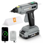 WORKPROX Heißklebepistole Akku Kabellos 20V, Akku Klebepistole mit 20 Klebesticks, 100s Schnelle Aufheizung, Schnelle Klebstoffabgabe, mit Sicherheitsschutz, 2000 mAh Akku, für Handwerk, Dekoration