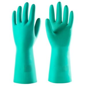 ThxToms Chemikalienschutzhandschuhe aus Nitril, Säurefeste Arbeitshandschuhe für Industrie & Lebensmittel,Schutzhandschuhe öl lösemittel, EN 388 & 374 geprüft,Latexfrei,Damen Herren,Grün (M)