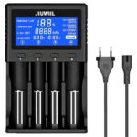 18650 Akku Ladegerät, JIUWIIL 4 Schacht Schnellladung Universal Akkuladegerät mit LCD-Display für Wiederaufladbare Akkus Li-ion LiFePO4 26650 18650 16340 10440 14500 RCR123