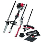 Scheppach Benzin Multigartengerät MT33P Multifunktionsgerät | 4in1 - Rasentrimmer Kettensäge Motorsense Heckenschere | 1,22PS Leistung | 2-Takt-Motor | inkl. Schultergurt und Hüftschutz