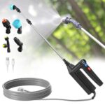 SYLSTAR Akku Drucksprüher mit 3 Sprühgeschwindigkeiten,7.4V Stärkerer Elektrischer Pflanzensprüher, 4 Verstellbaren Düsen Elektrischer Drucksprüher,8m Schlauch und 60cm Ausziehbarem Sprührohr